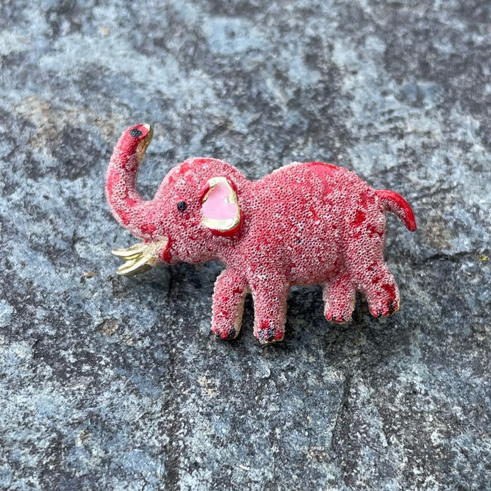 Vintage Red Elephant Sugared Scatter Pin Korea